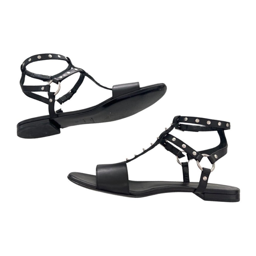 Saint Laurent black leather studded sandals size 38 - Picture 3 of 5